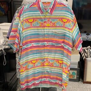 Tropical Stripe Short-Sleeve Shirt - Multicolor